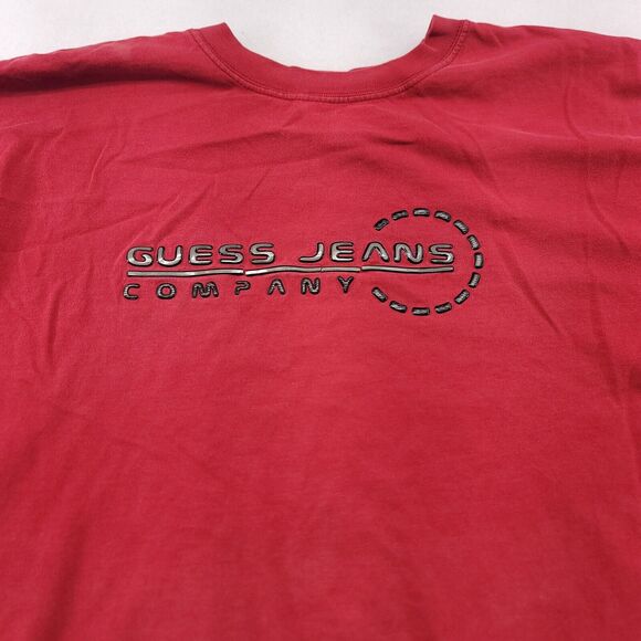 Guess Pullover Casual Short Sleeve Graphic T Shirt Mens Size Extra Large XL Red - Picture 1 of 10